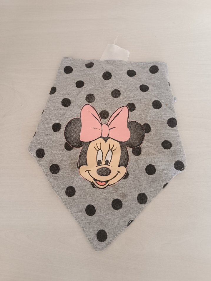 Minnie Mouse Baskılı Gri Bebek Önlüğü - Görsel 2