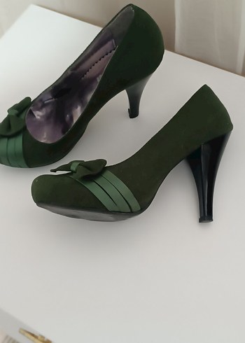 Koyu Yeşil Fiyonk Detaylı Platform Topuklu - Görsel 2