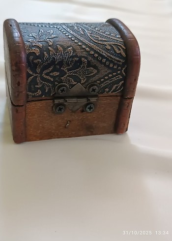 Vintage işlemeli Desenli Ahşap Kadın Müceher Sandığı - Görsel 3