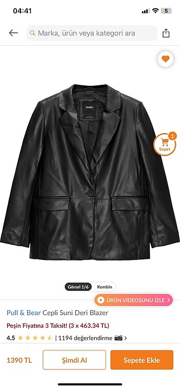 Pull and Bear Pull and bear deri blazer ceket