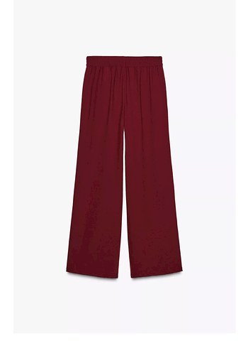 s Beden Bordo Kadın Geniş Kesim Midi Kumaş Pantolon