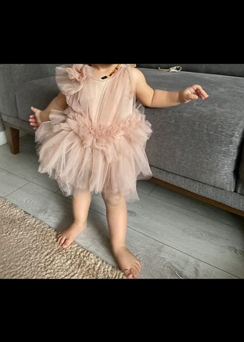 Abiye Pembe Volanlı Kız Çocuk Elbise