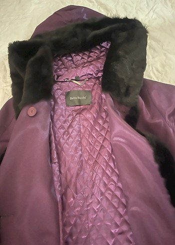 Kürklü Uzun Mor Kadın Kaban Boy 102 Cm Göğüs 52 cm - Görsel 7