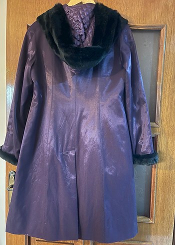 Kürklü Uzun Mor Kadın Kaban Boy 102 Cm Göğüs 52 cm - Görsel 3