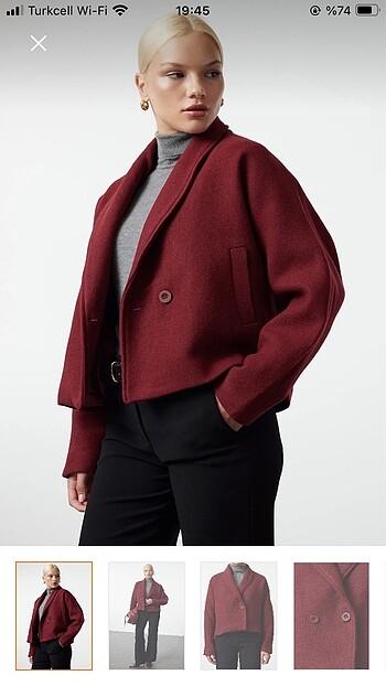 Trendyolmilla Bordo regular kısa yünlü kaban