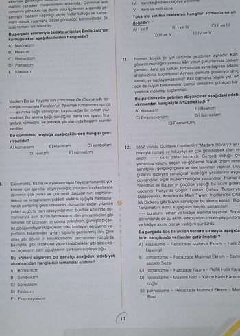  Edebiyat Soru Bankası 2. Oturum YKS