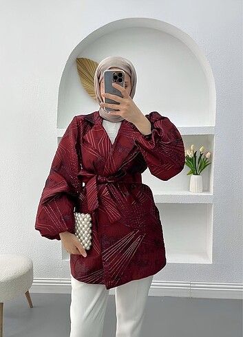 Cherry bordo jakar ceket