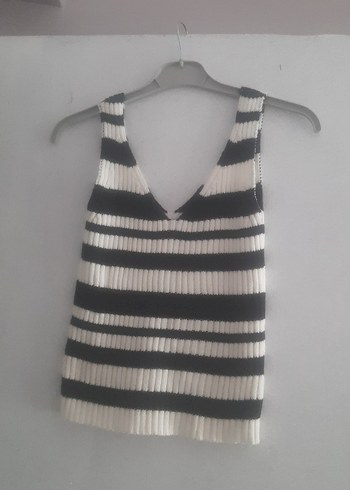 Suud Collection V Yaka Çizgili Kısa Triko Kadın Yelek