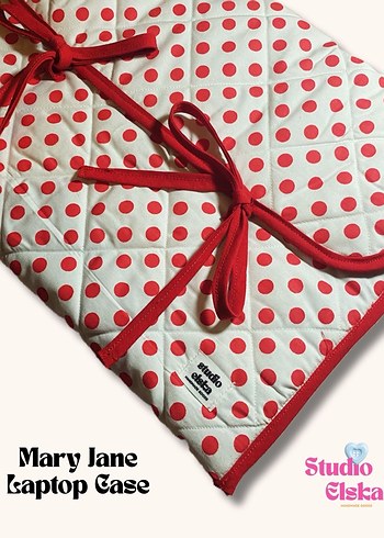 Kırmızı Puantiyeli Laptop - Tablet Çantası - Görsel 4