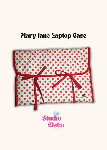 Kırmızı Puantiyeli Laptop - Tablet Çantası - Görsel 3