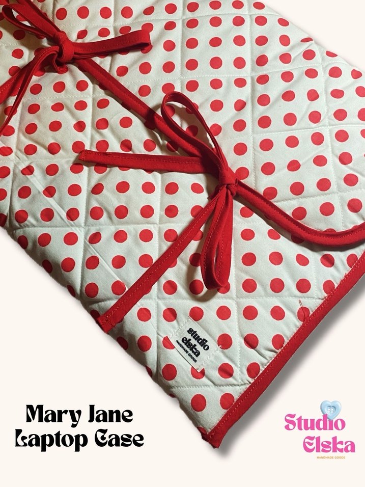 Kırmızı Puantiyeli Laptop - Tablet Çantası - Görsel 4