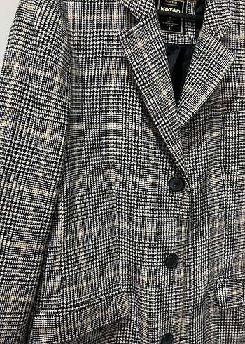 Düğmeli Gri Ekose Midi erkek Kaban - Görsel 2