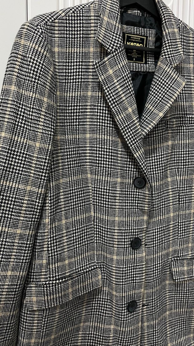 Düğmeli Gri Ekose Midi erkek Kaban - Görsel 2