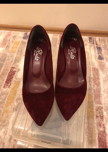 Bordo Süet Stiletto Kadın Ayakkabı