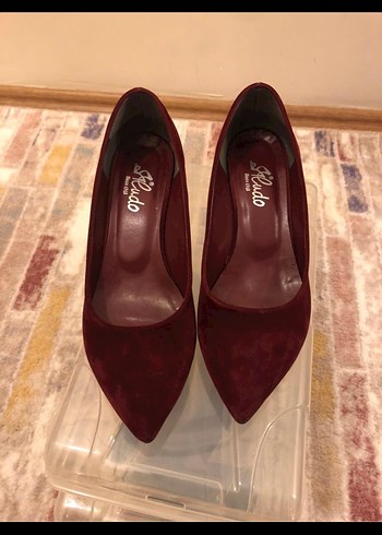 37 Beden Bordo Süet Stiletto Kadın Ayakkabı