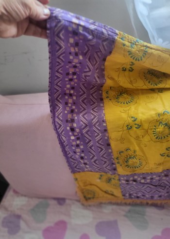 SANDIKTAN.  ANTİKA.   SARI VE MOR   PUL İŞLEMELİ..ASTARLIt - Görsel 3