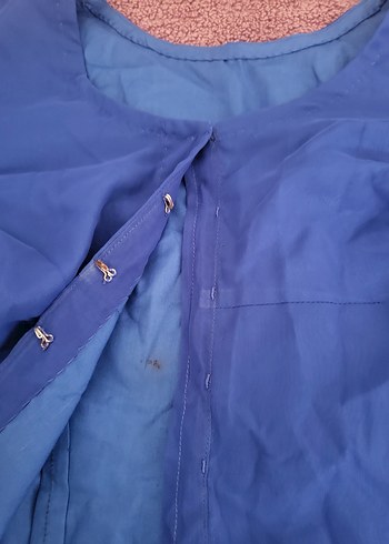 SAKS MAVİ ŞİFON HİNDİSTAN SARİ İKİLİ TAKIM UZUN. - Görsel 4