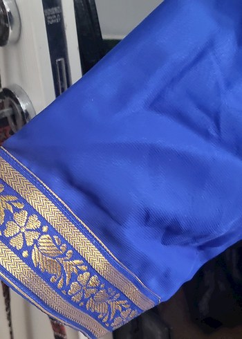 SAKS MAVİ ŞİFON HİNDİSTAN SARİ İKİLİ TAKIM UZUN. - Görsel 12