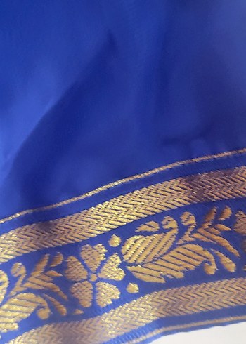 SAKS MAVİ ŞİFON HİNDİSTAN SARİ İKİLİ TAKIM UZUN. - Görsel 10