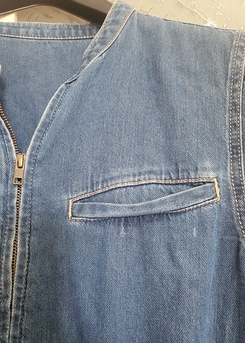 Kadın Mavi Denim Uzun Kollu Tulum - Görsel 7