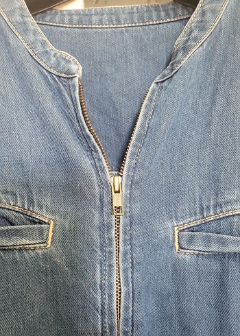 Kadın Mavi Denim Uzun Kollu Tulum - Görsel 6