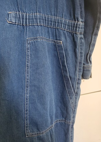 Kadın Mavi Denim Uzun Kollu Tulum - Görsel 3