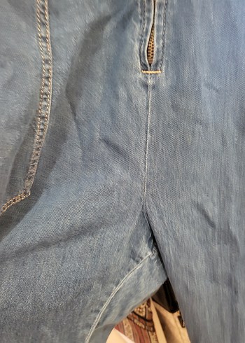 Kadın Mavi Denim Uzun Kollu Tulum - Görsel 8