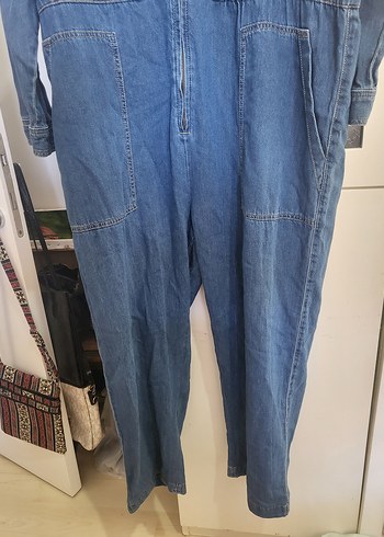 Kadın Mavi Denim Uzun Kollu Tulum - Görsel 4