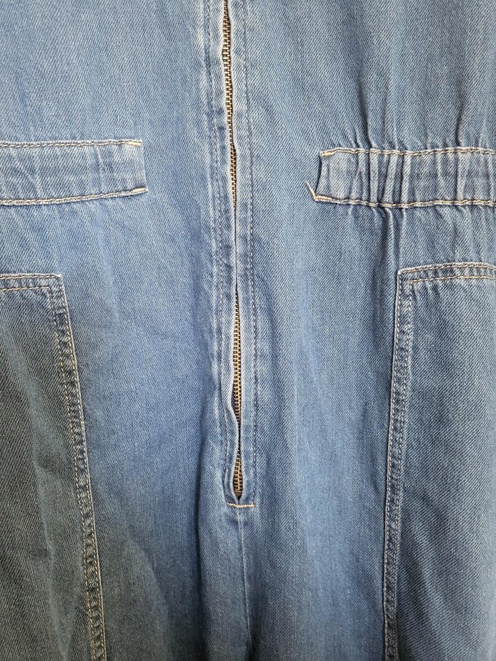 Kadın Mavi Denim Uzun Kollu Tulum - Görsel 2