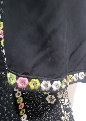 HİNT ORİJİNLİ.  SIFIR  Nakışlı V Yakalı  MİDİ. TÜNİK ELBİSE - Görsel 3