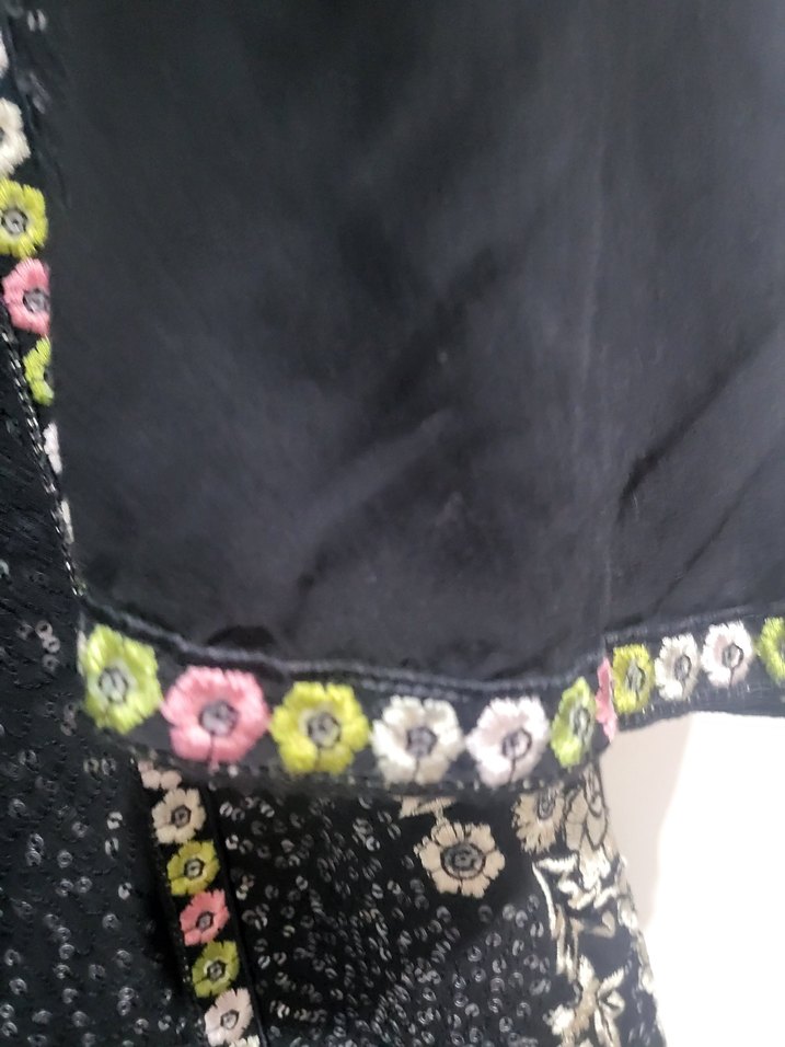 HİNT ORİJİNLİ.  SIFIR  Nakışlı V Yakalı  MİDİ. TÜNİK ELBİSE - Görsel 3