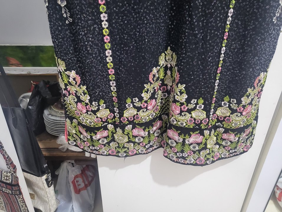 HİNT ORİJİNLİ.  SIFIR  Nakışlı V Yakalı  MİDİ. TÜNİK ELBİSE - Görsel 5