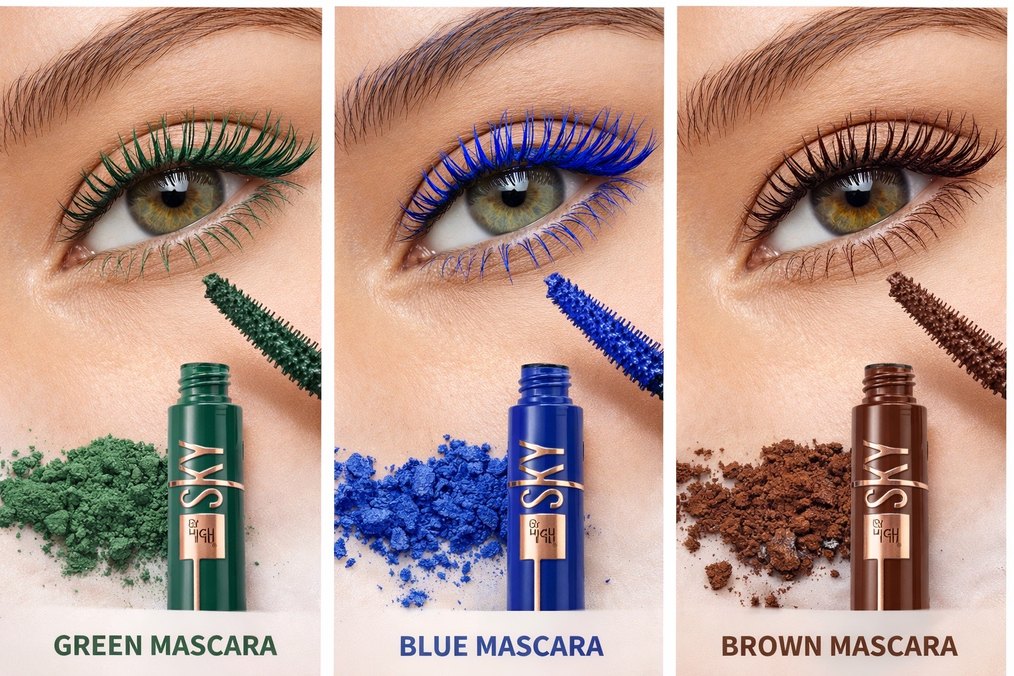 Renkli Maskara Seti - Mavi, Kahve, Yeşil - Görsel 2