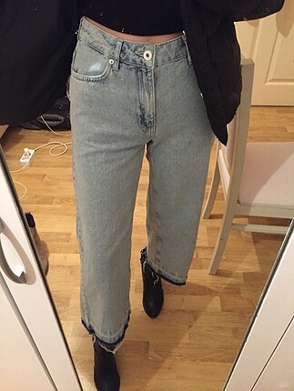 Açık mavi wide leg jean