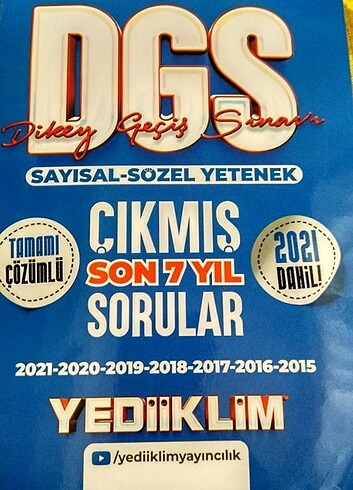 Yediiklim DGS Çıkmış sorular 2015 ten 2021 e kadar 