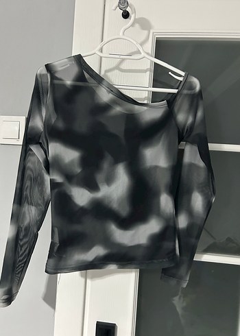 Siyah Gri Batik Desenli Uzun Kollu Bluz - Görsel 2