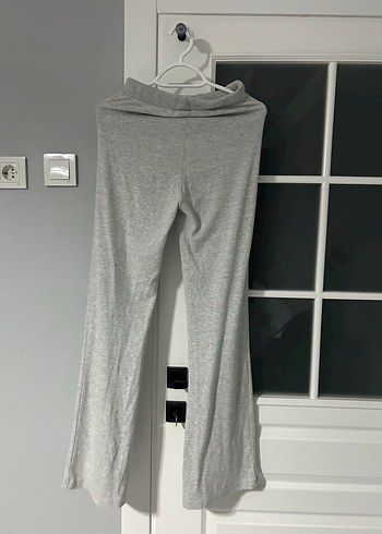 Gri Kadın Bol Kesim Midi Keten Eşofman - Görsel 2