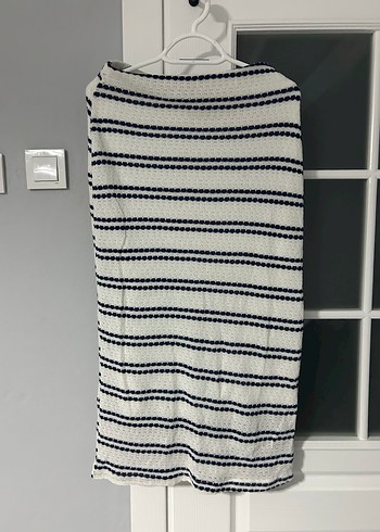 Gri Çizgili Midi Etek - Görsel 2