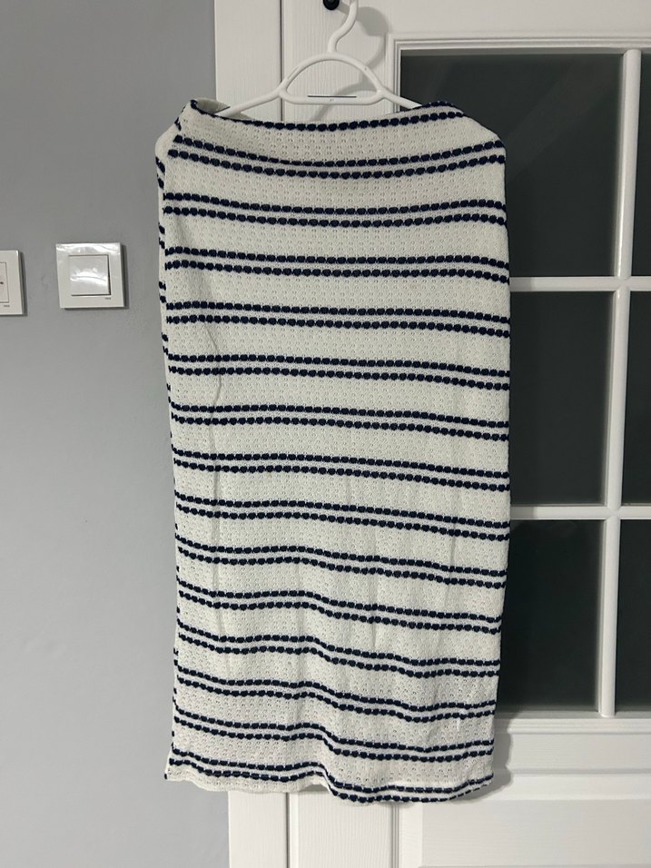 Gri Çizgili Midi Etek - Görsel 2