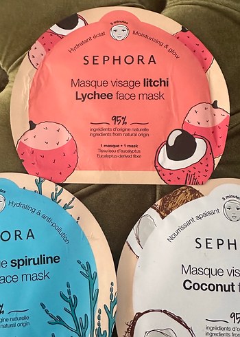 Sephora Yüz Maskeleri - Spirulina, Hindistan Cevizi, Lychee - Görsel 3