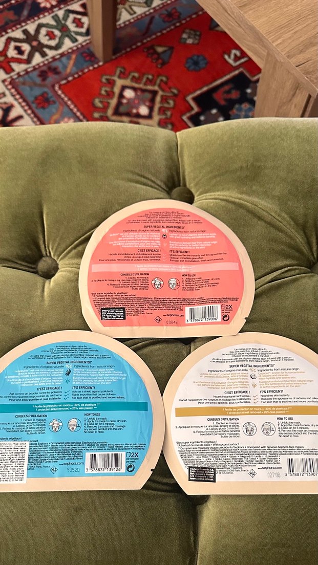 Sephora Yüz Maskeleri - Spirulina, Hindistan Cevizi, Lychee - Görsel 2