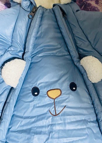 Mavi Peluş Detaylı Bebek Tulum - Görsel 6