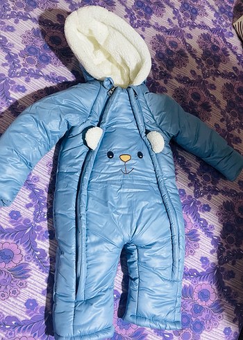 Mavi Peluş Detaylı Bebek Tulum - Görsel 7