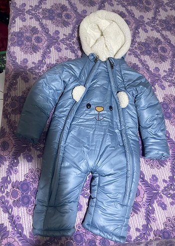 Mavi Peluş Detaylı Bebek Tulum - Görsel 2