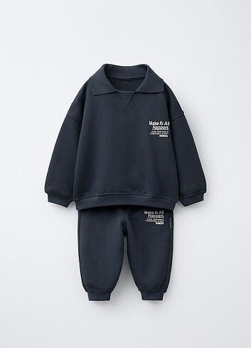 5 Yaş Beden lacivert Renk POLO YAKA SWEATSHIRT VE JOGGER TAKIM