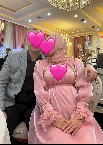 40 Beden Pembe Uzun İpek Görünümlü Bohem Elbise
