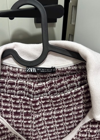 ZARA Bordo V Yaka Kısa Kollu takım - Görsel 2