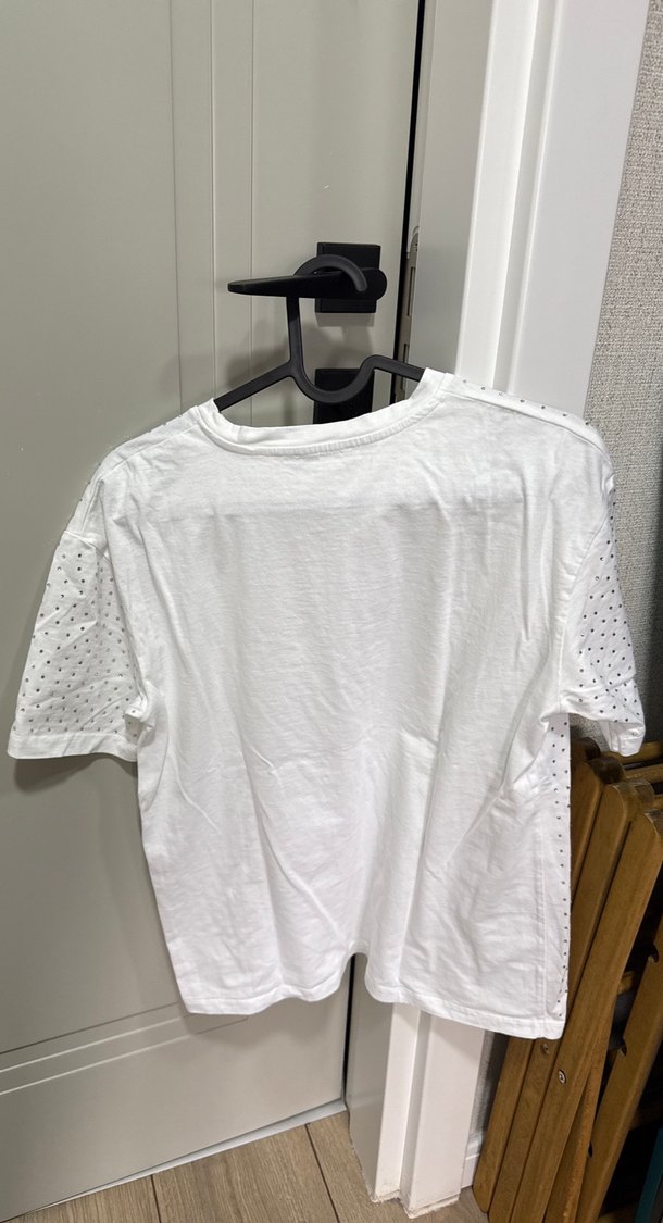 ZARA Beyaz Gri Noktalı Kadın Tişört - Görsel 2