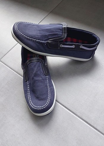 Lacivert Kot Loafer Ayakkabı