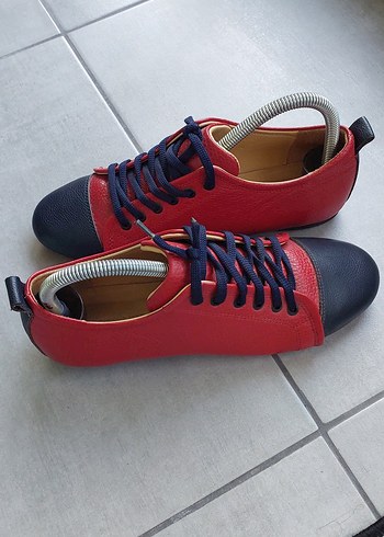 Zara Kırmızı Lacivert Bağcıklı Stiletto Spor Ayakkabı